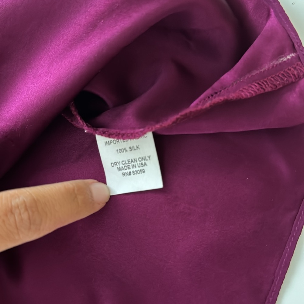 DREW 100% Silk Long Sleeve Fuchsia Cut Out Casual Blouse Long Sleeve Top Size M - Picture 9 of 9